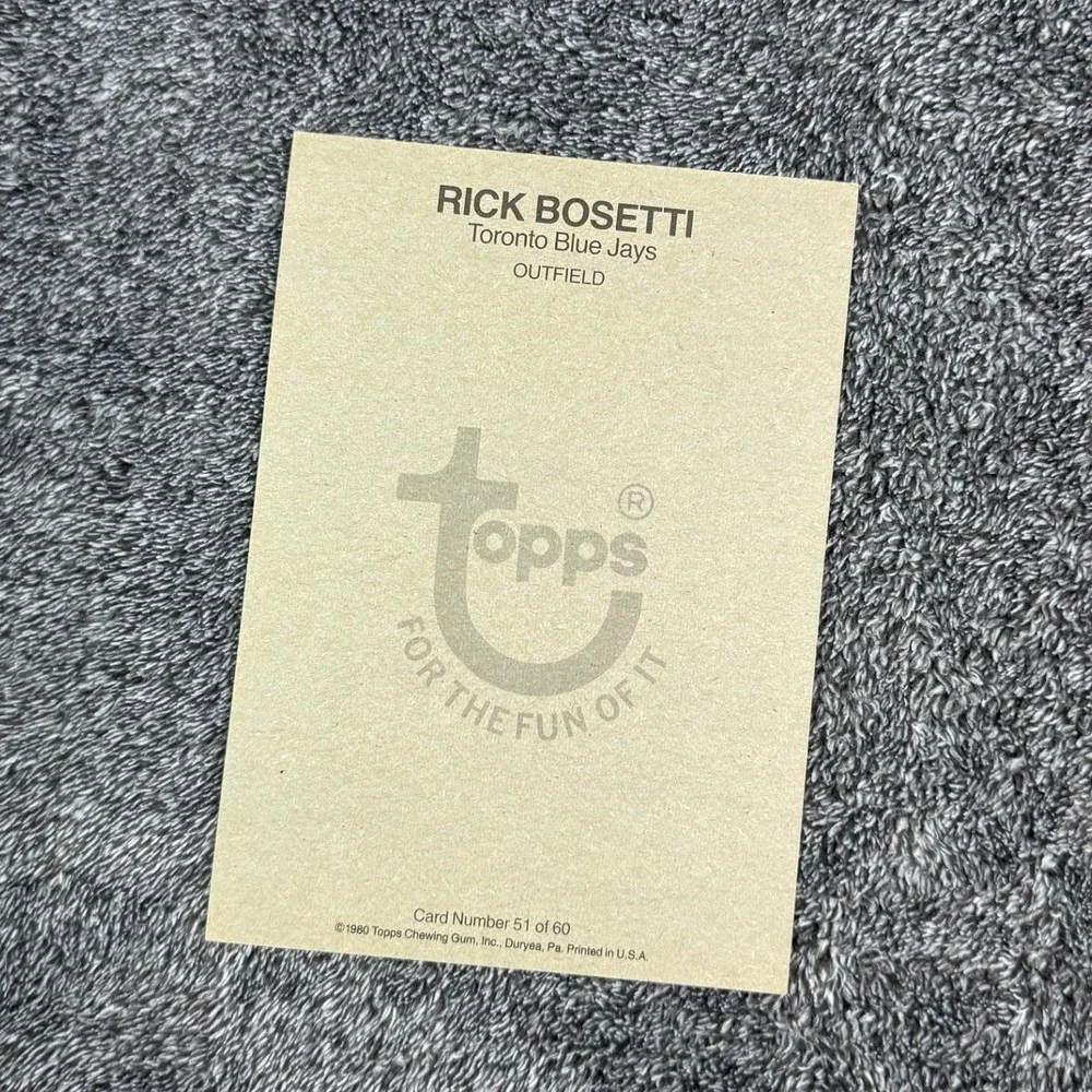 1980 Topps Rick Bosetti Toronto Blue Jays Oversized Baseball Card 5x7 #51/60